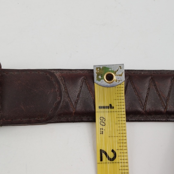 Brown Leather Belt With Brass Buckle - Picture 14 of 14